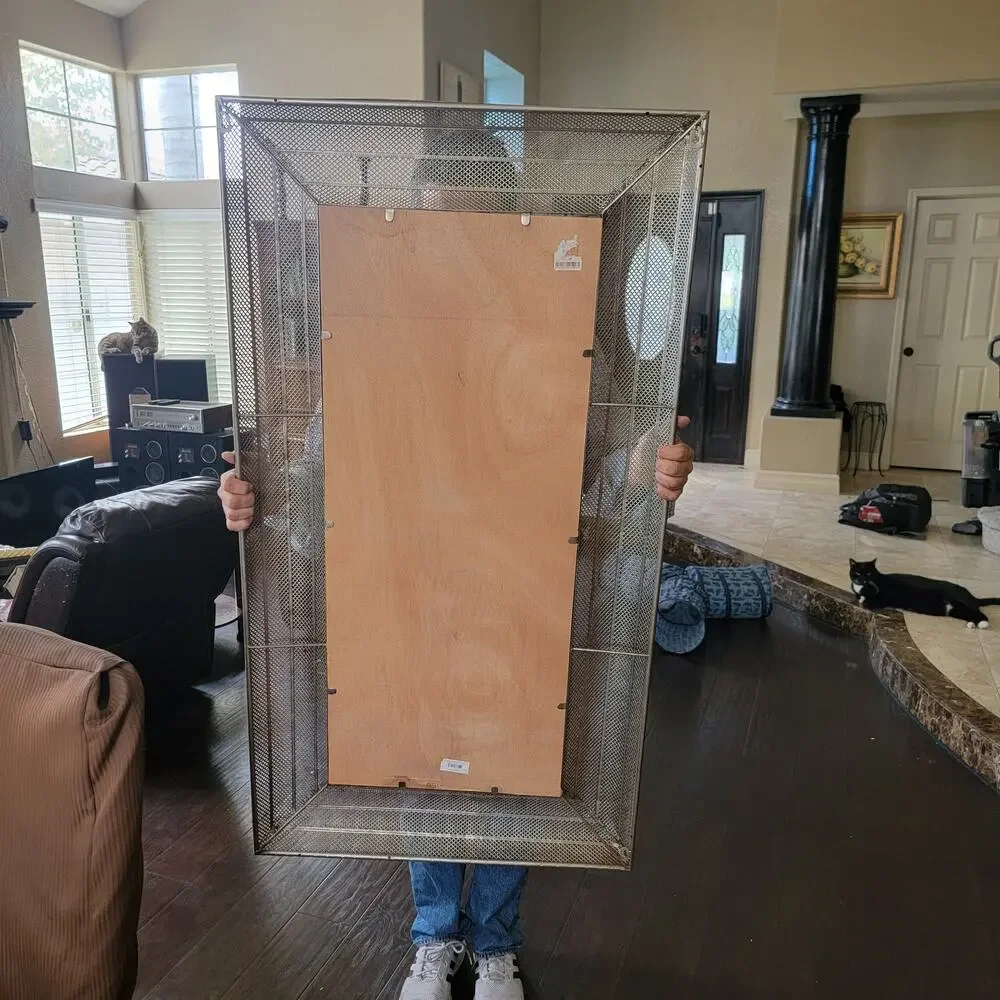 Unique Artistic Metal Mesh Mirror 51x28 Vintage Industrial Luxe Wall Decor